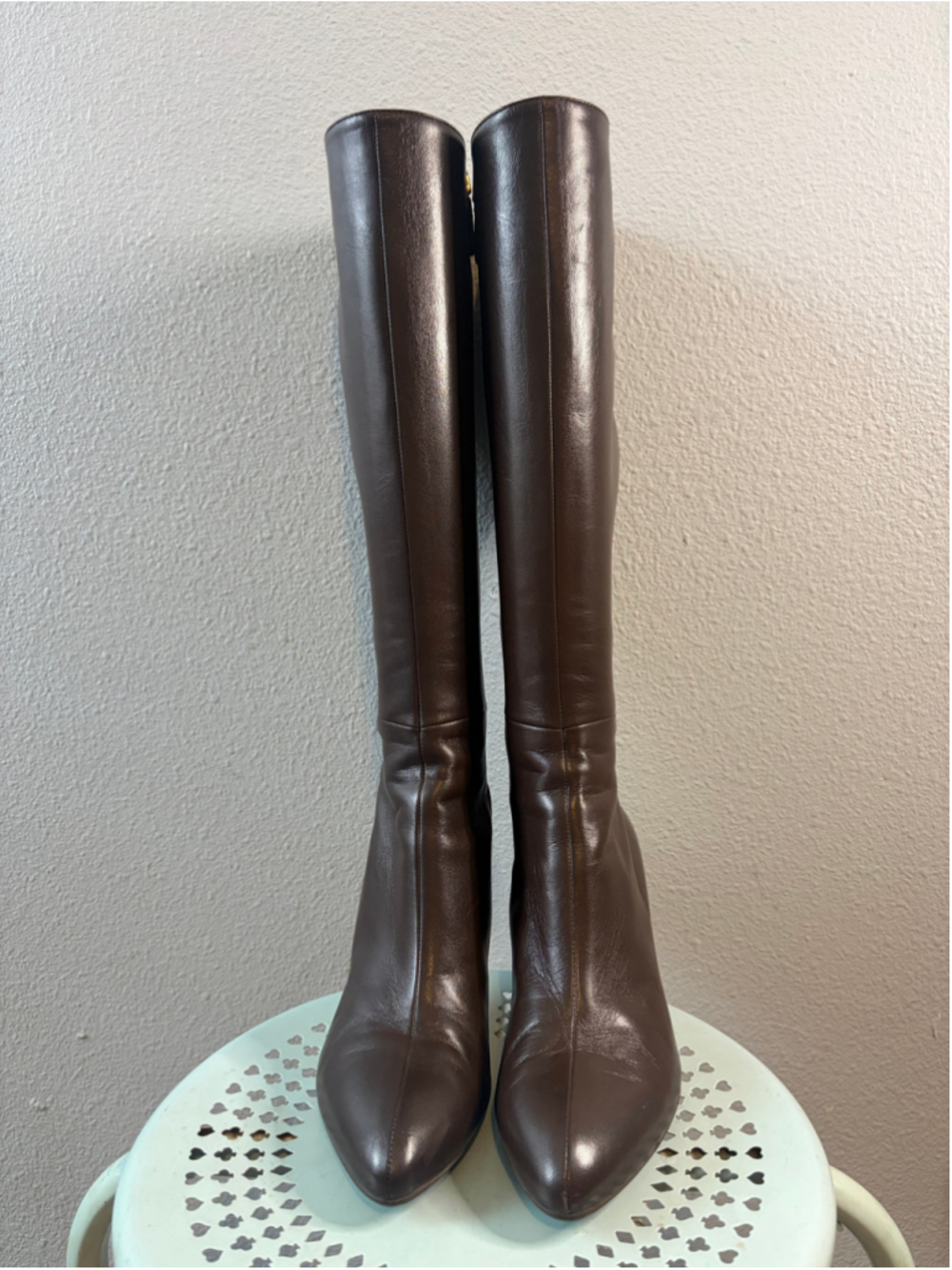 Women's Gucci Brown Leather Heeled Boots Size 7.5